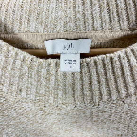 J. Jill Sweater S Natural Marl Speckled Mock Neck Pullover Cotton Alpaca - Picture 4 of 7